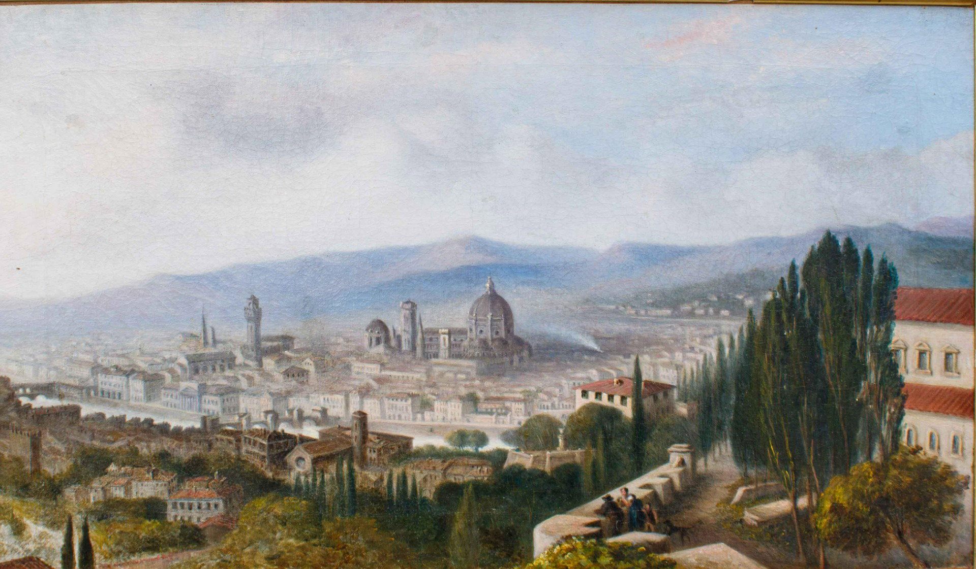 Scuola italiana, XIX secolo, Veduta di Firenze dai bastioni dell’Abbazia di San Miniato al Monte